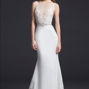 Wedding Dress Lazaro Ivory Crepe/Lace 3655 size 12